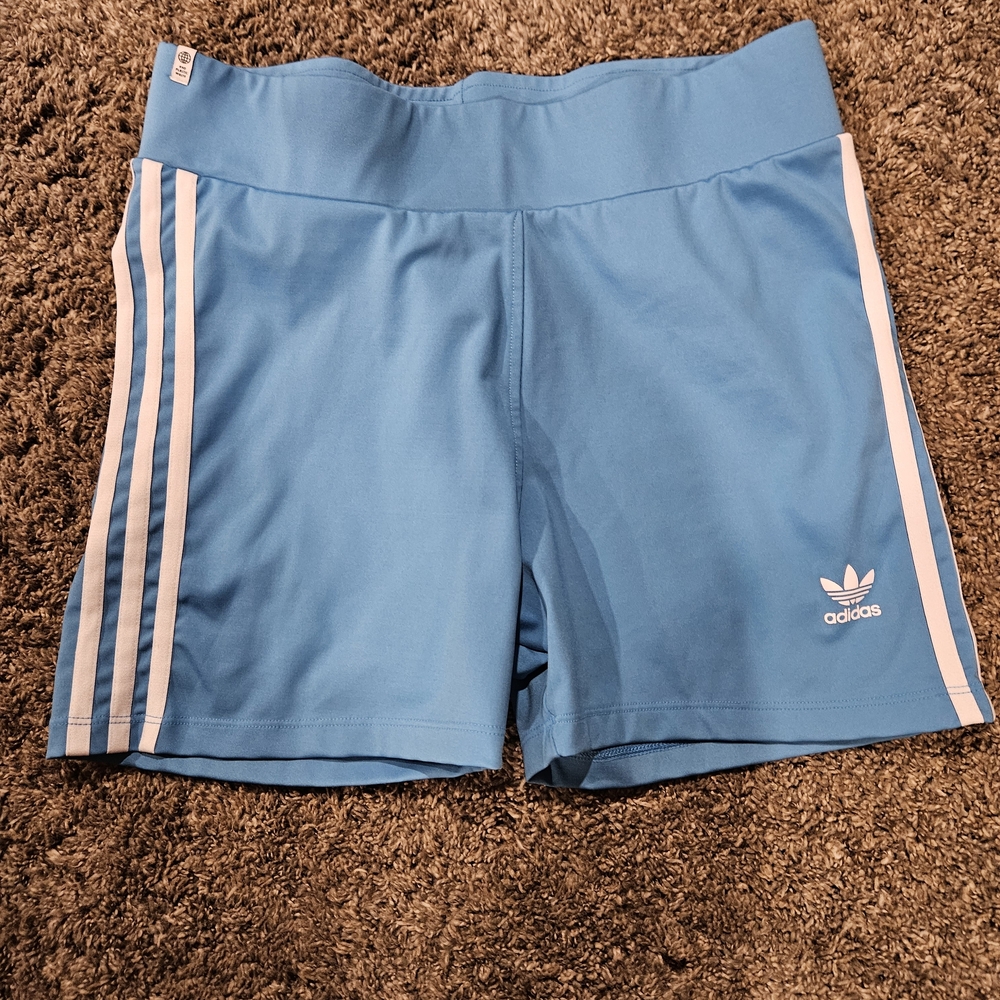 adidas Light Blue Women's 3-Stripe Bike Shorts